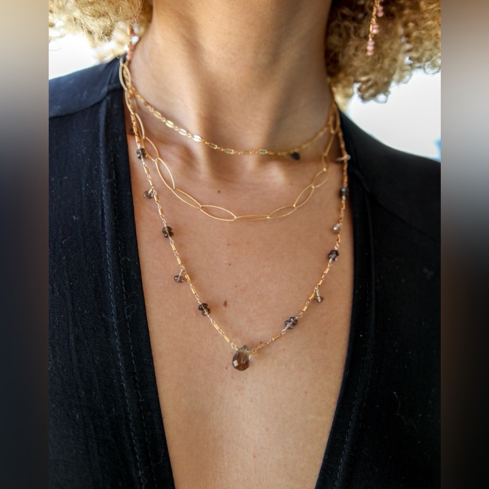 Natural Smokey Quartz on 14K Gold fill